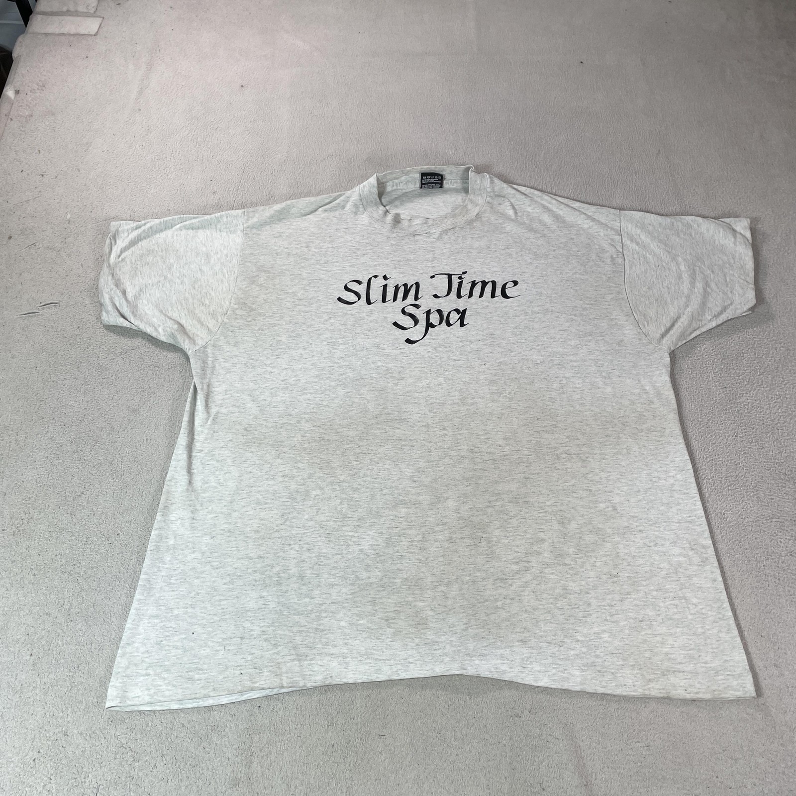 Vintage Slim Time Spa Shirt Mens 2XL Gray Single Stitch Graphic Tee USA Top T