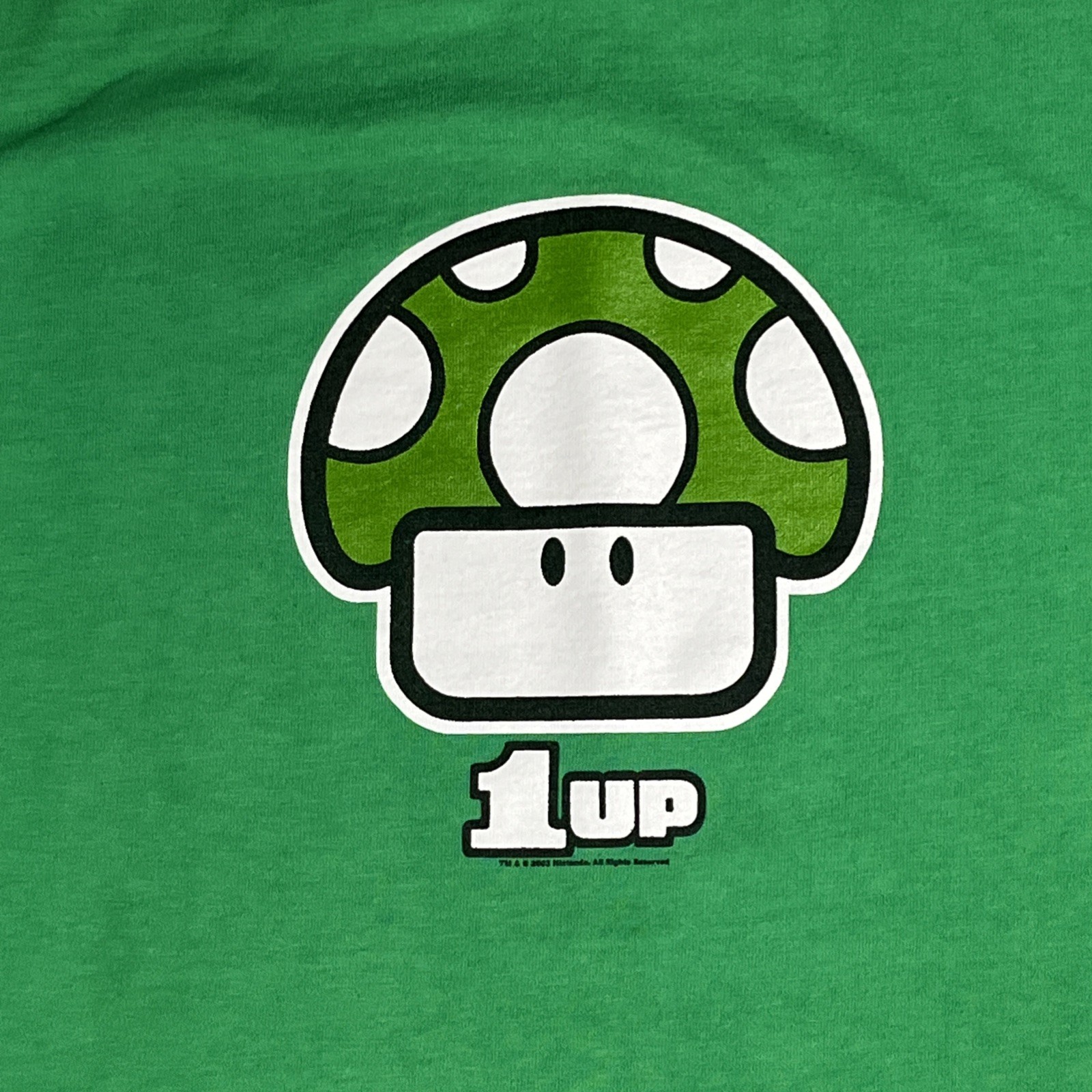 VTG Y2K Nintendo 1Up Mushroom Green T-Shirt Adult M Retro Gaming Mario FOTL 2003
