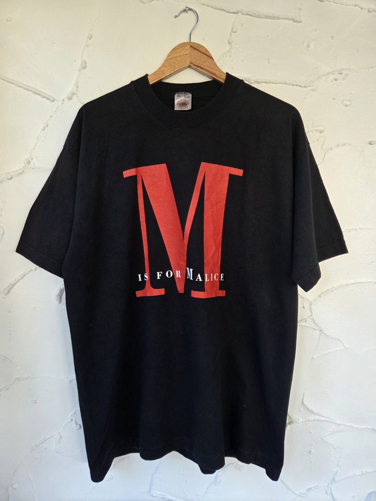 M Is For Malice Vintage Size XL Thick Cotton Tshirt 90s Unisex