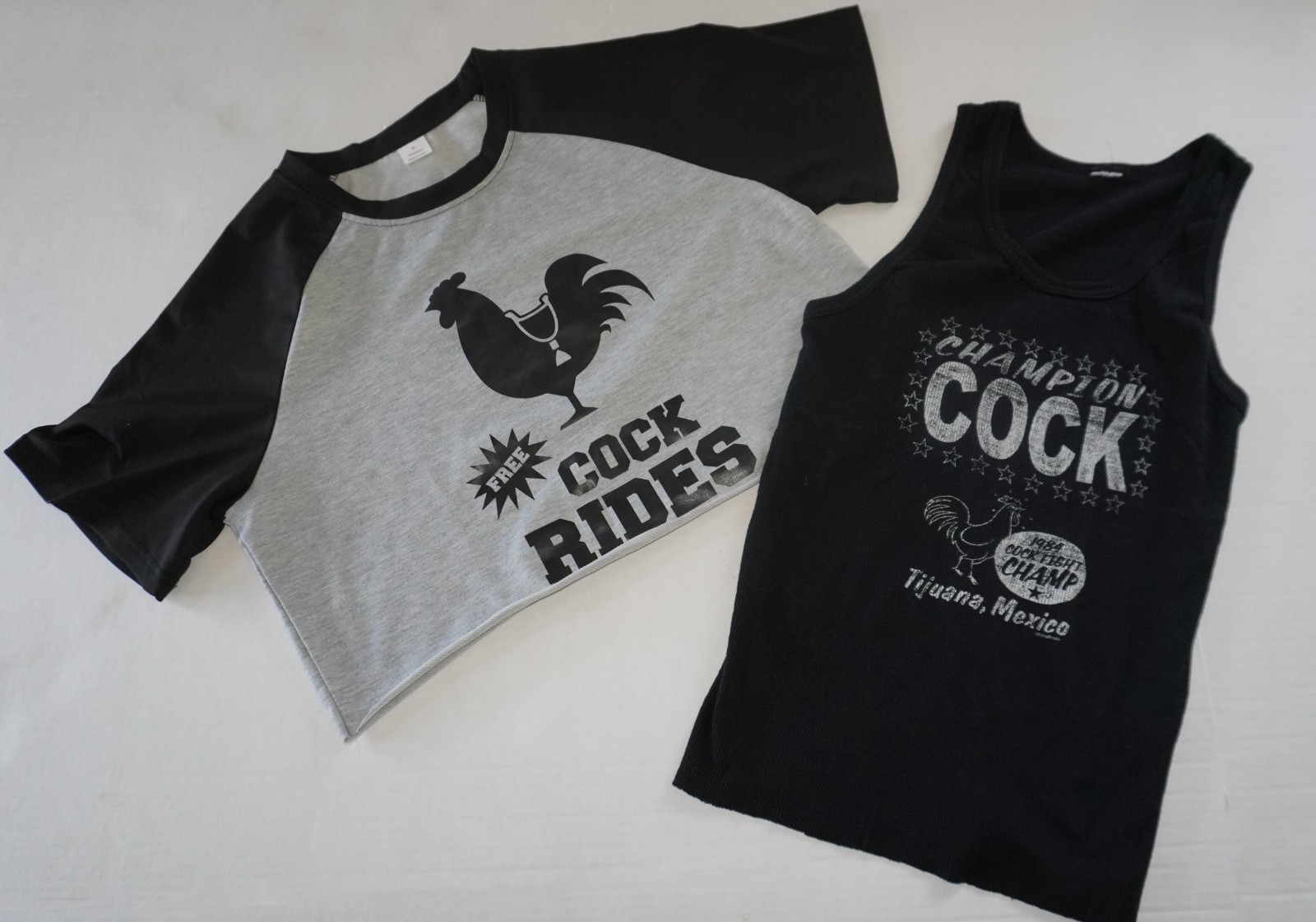 2 MEN’S FUN CROPPED SHIRTS BOTH SIZE S