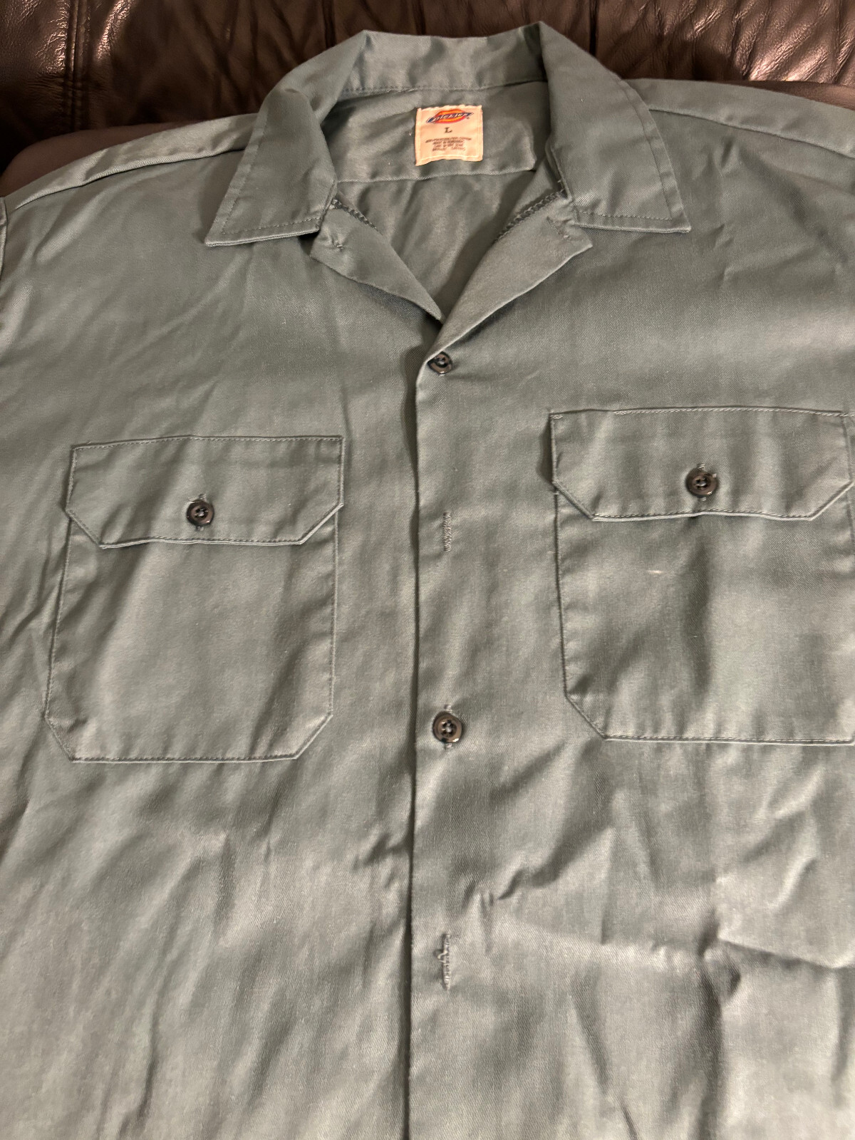 Dickies Button up work shirt perfect mint pockets L Green long sleeve