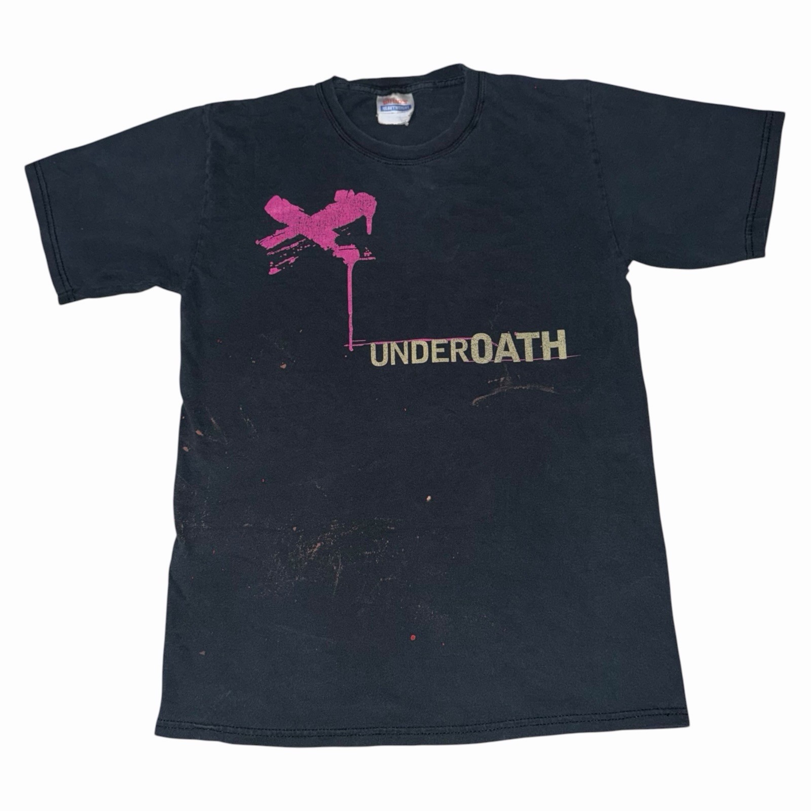 Vintage UnderOath Pink X Band Metalcore T Shirt Mens Small Distressed Flawed Y2k