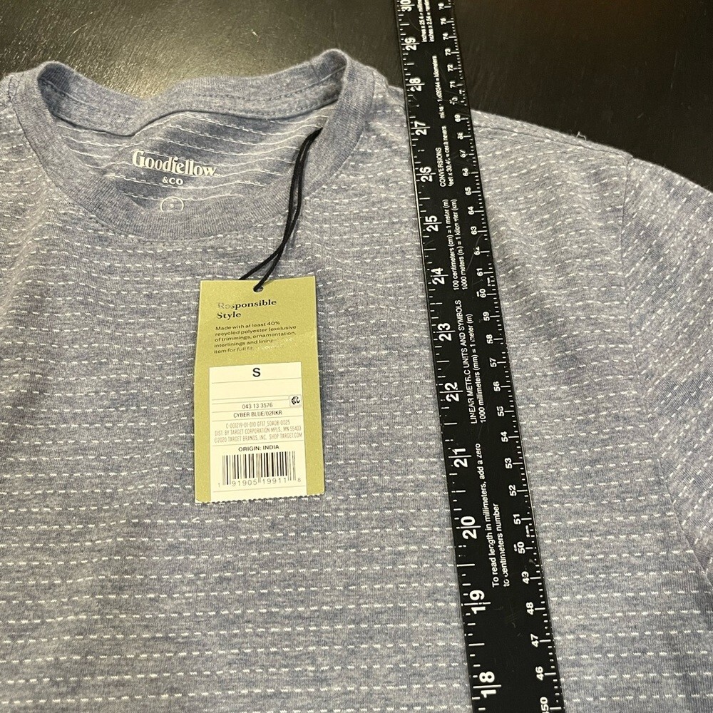 NWT Goodfellow Sz Small Jacquard Short Sleeve Novelty Cyber Blue Mens T-shirt