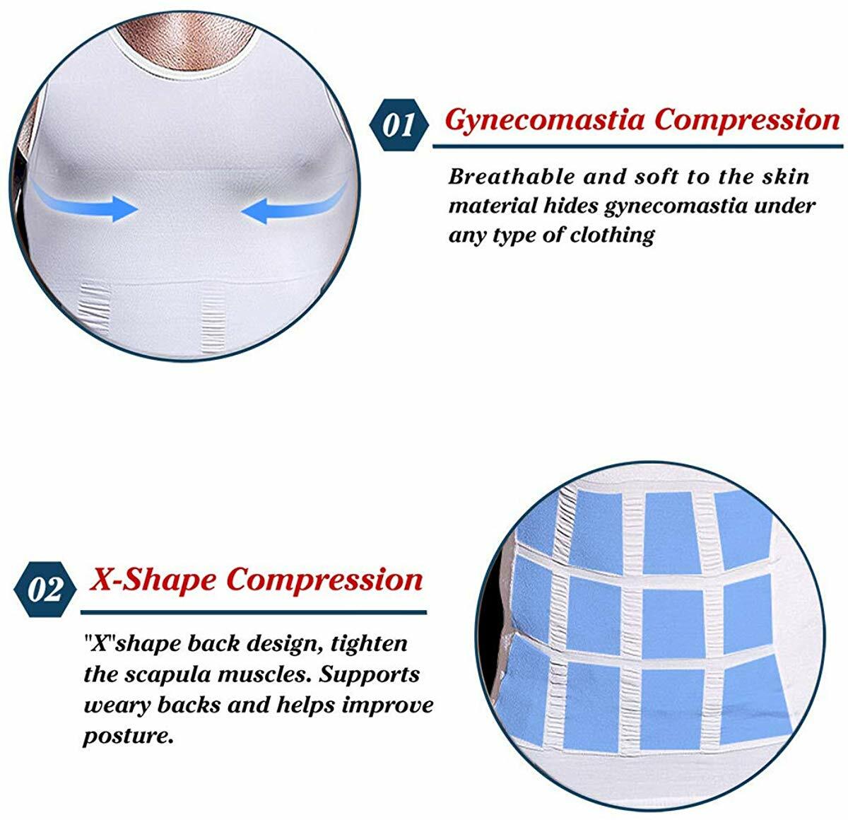 MEN SLIMMING BODY SHAPER BELLY TUMMY CONTROL COMPRESSION VEST SHIRT UNDERWEAR UK