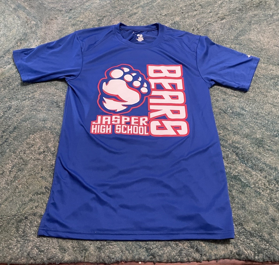 BADGER SPORT Men’s Jasper High School Bears #5 Shirt Sz. M BLUE NEW 76619