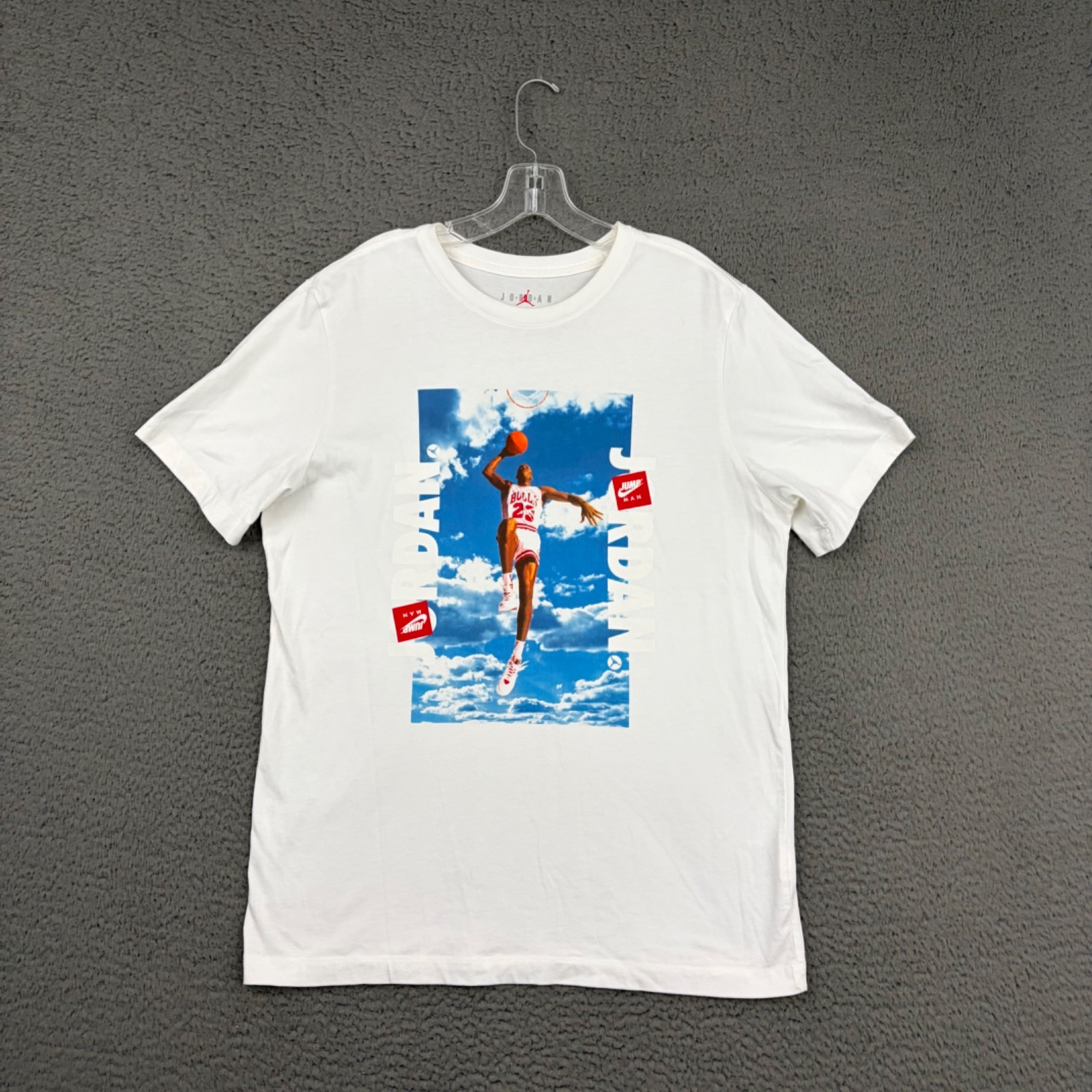 Air Jordan T-Shirt Mens Large Standard Fit White Graphic Basketball Cotton Dad