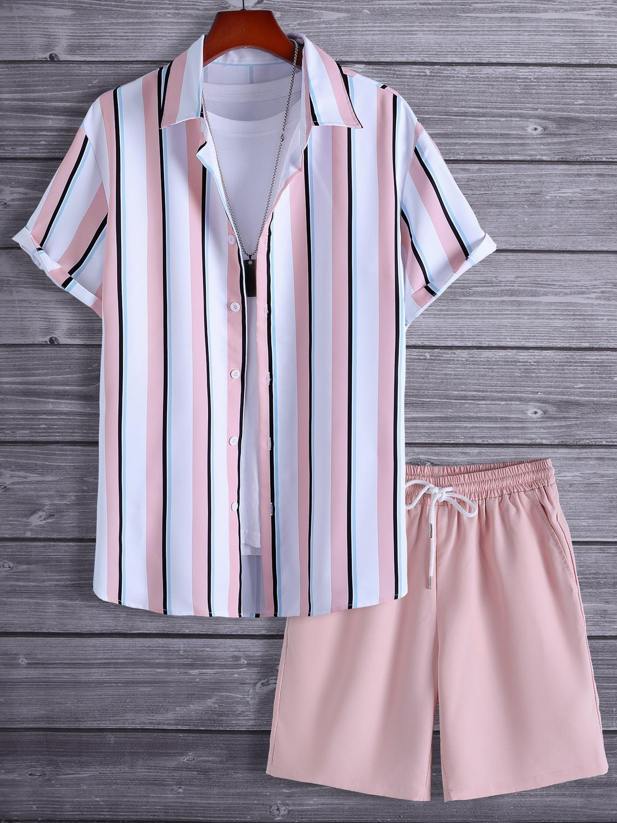 Men Summer Outfit 2-Piece Set Short Sleeve T-Shirt and Shorts Sweatsuit Set