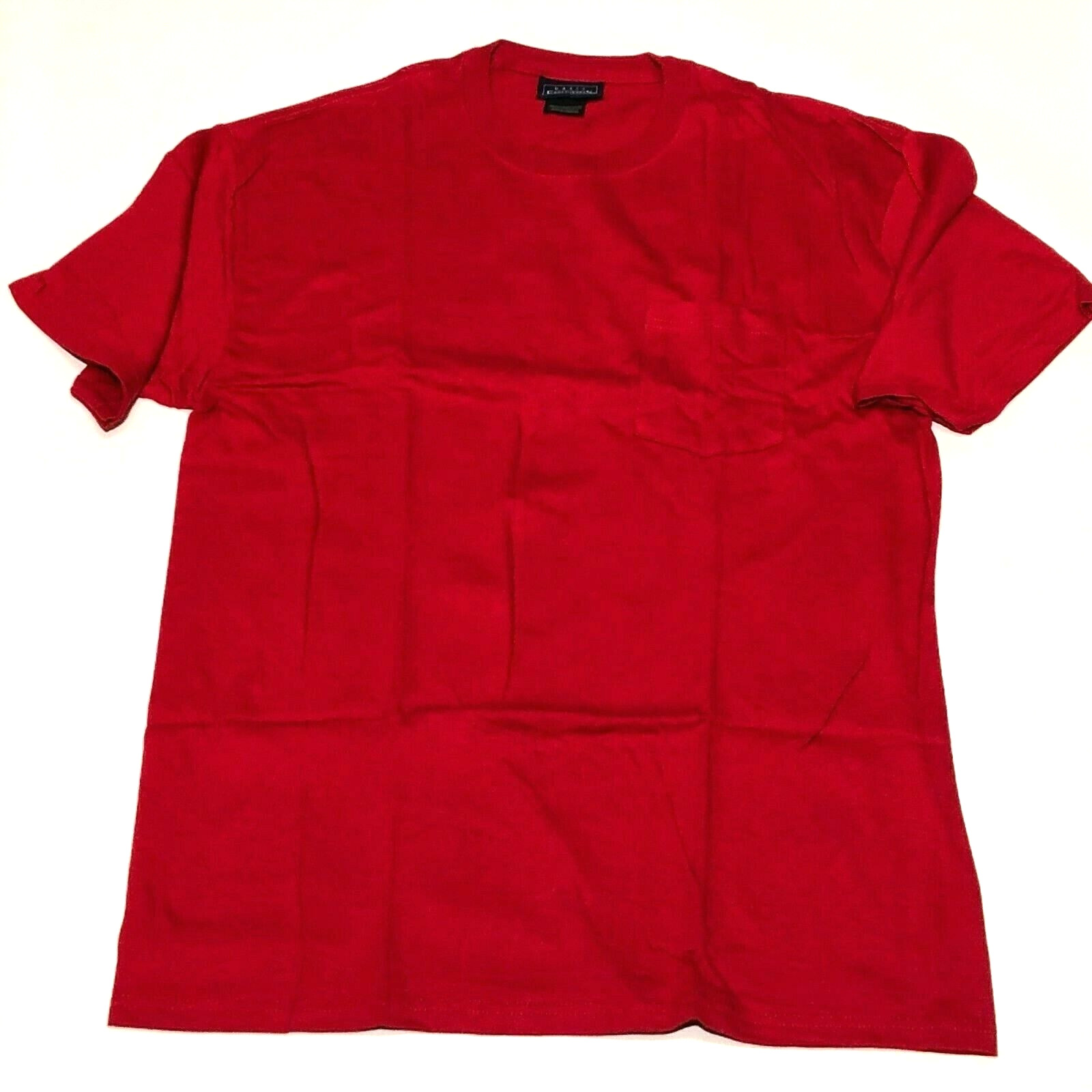 New Mens Red Basic Edition T-Shirt 100%Cotton-Front Pocket-Size Medium-Easy Care