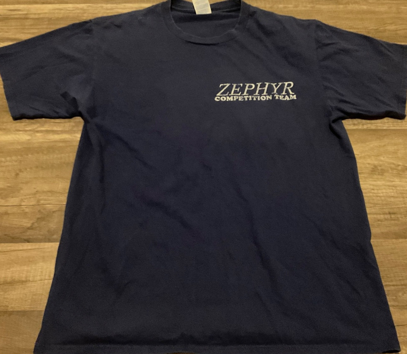 ZEPHYR COMPETITION TEAM GRAPHIC T-SHIRT ( MENS M ) DARK BLUE PREOWNED