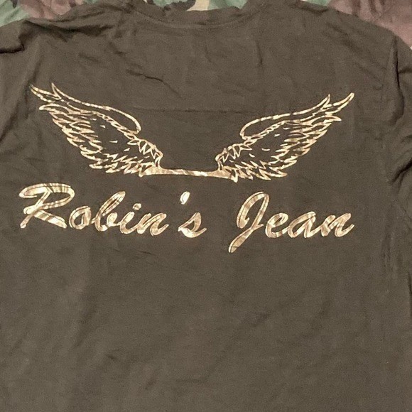 Robins Jean olive graphic tee gold foil detail mens M/20