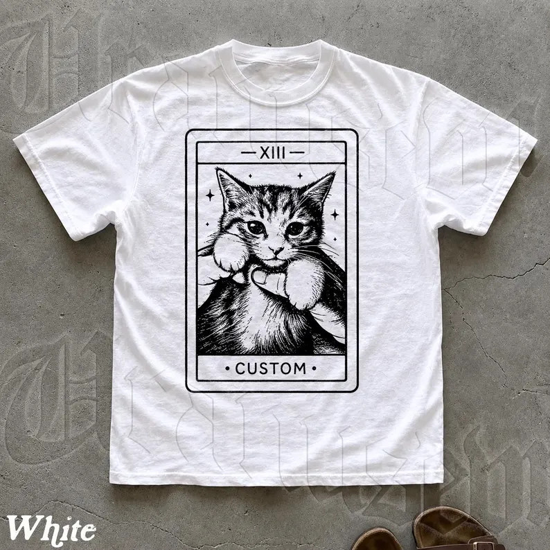 Custom Cat Tarot Card Soft Washed Comfort Tee