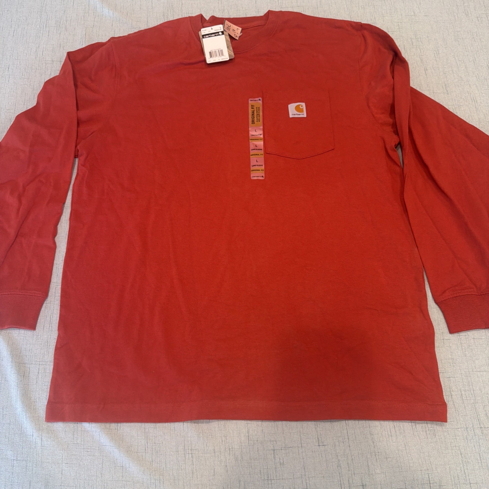 Carhartt Men’s NWT Loose fit Heavyweight Long Sleeve Pocket T-Shirt Chili Sz L