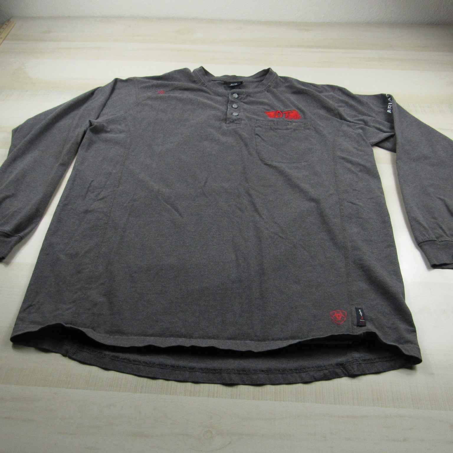 Ariat Shirt Mens Extra Large Gray Henley FR Fire Resistant Cat 2 Workwear