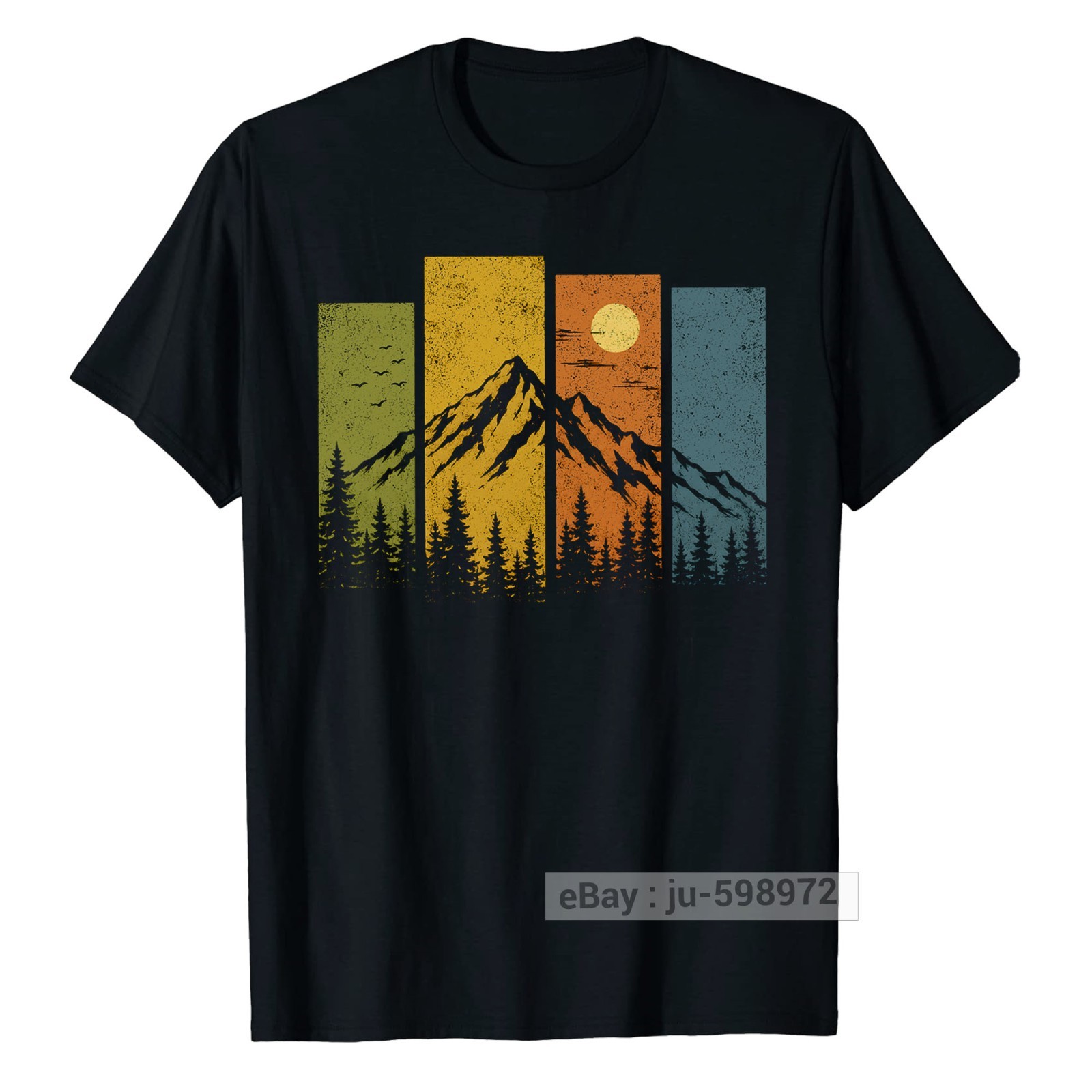 Retro Wildlife Forest Nature Trees T-Shirt Outdoor Mountains Hiking Camping Tee
