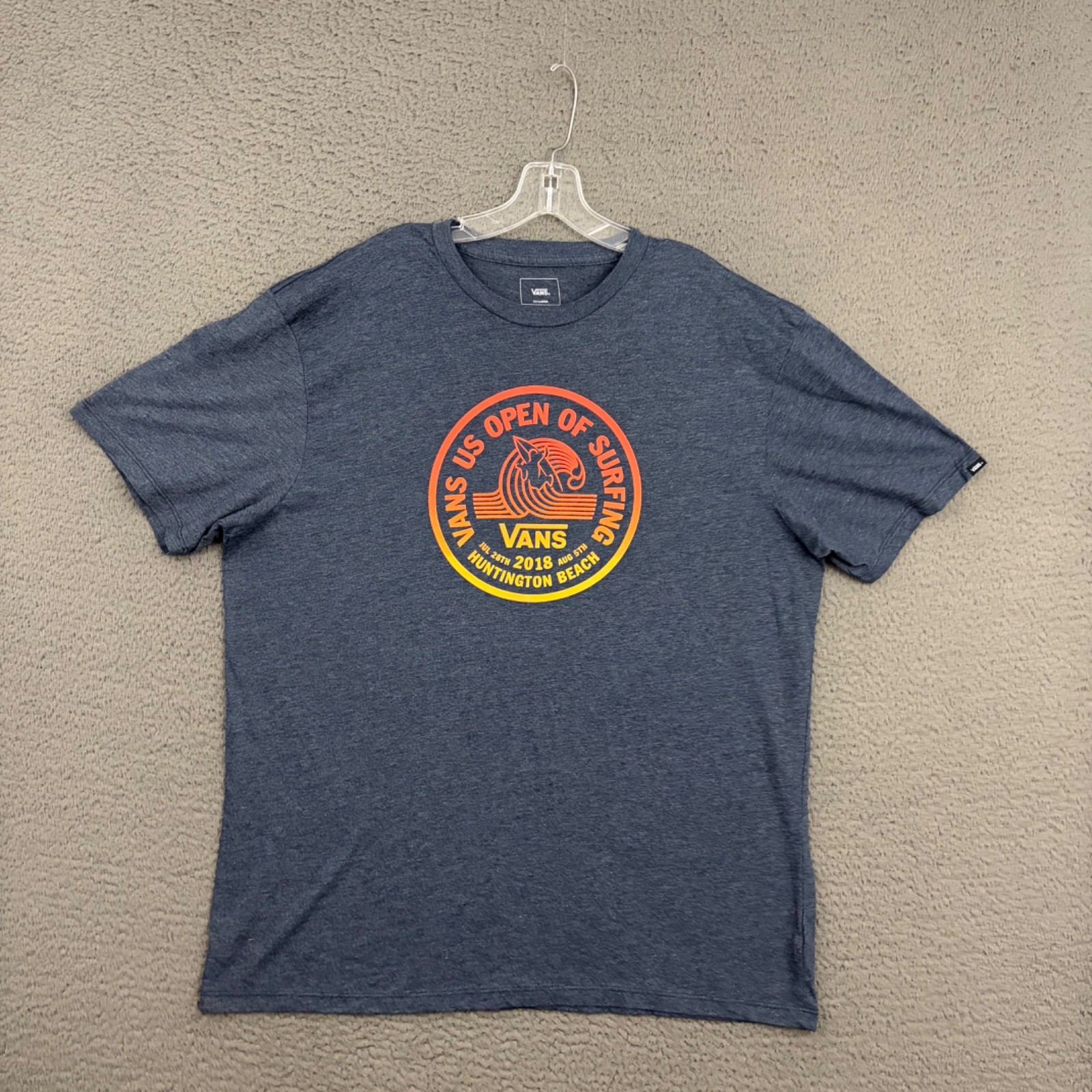 VANS T-Shirt Mens 2XL Blue US Open Graphic Surfing Surf Beach Casual Dad Summer