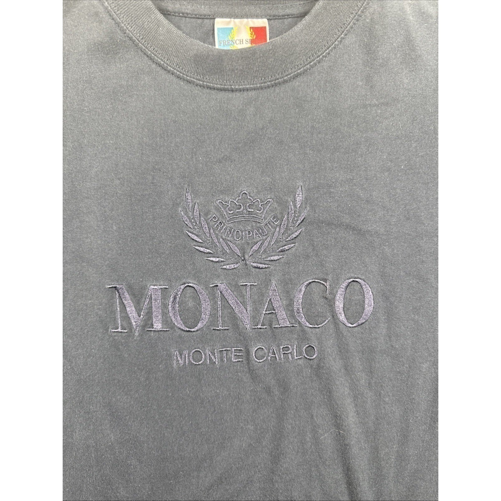 Vintage French Spirit Embroidered Monaco French Riviera T Shirt Men Size Small