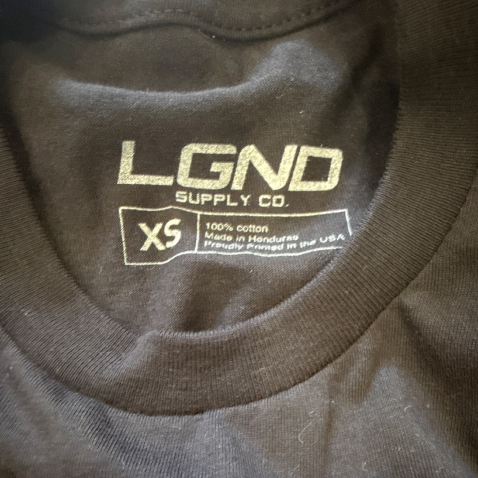 LGND Supply Co. Men’s Black XS Cotton Crew Neck Logo Short Sleeve T-Shirt