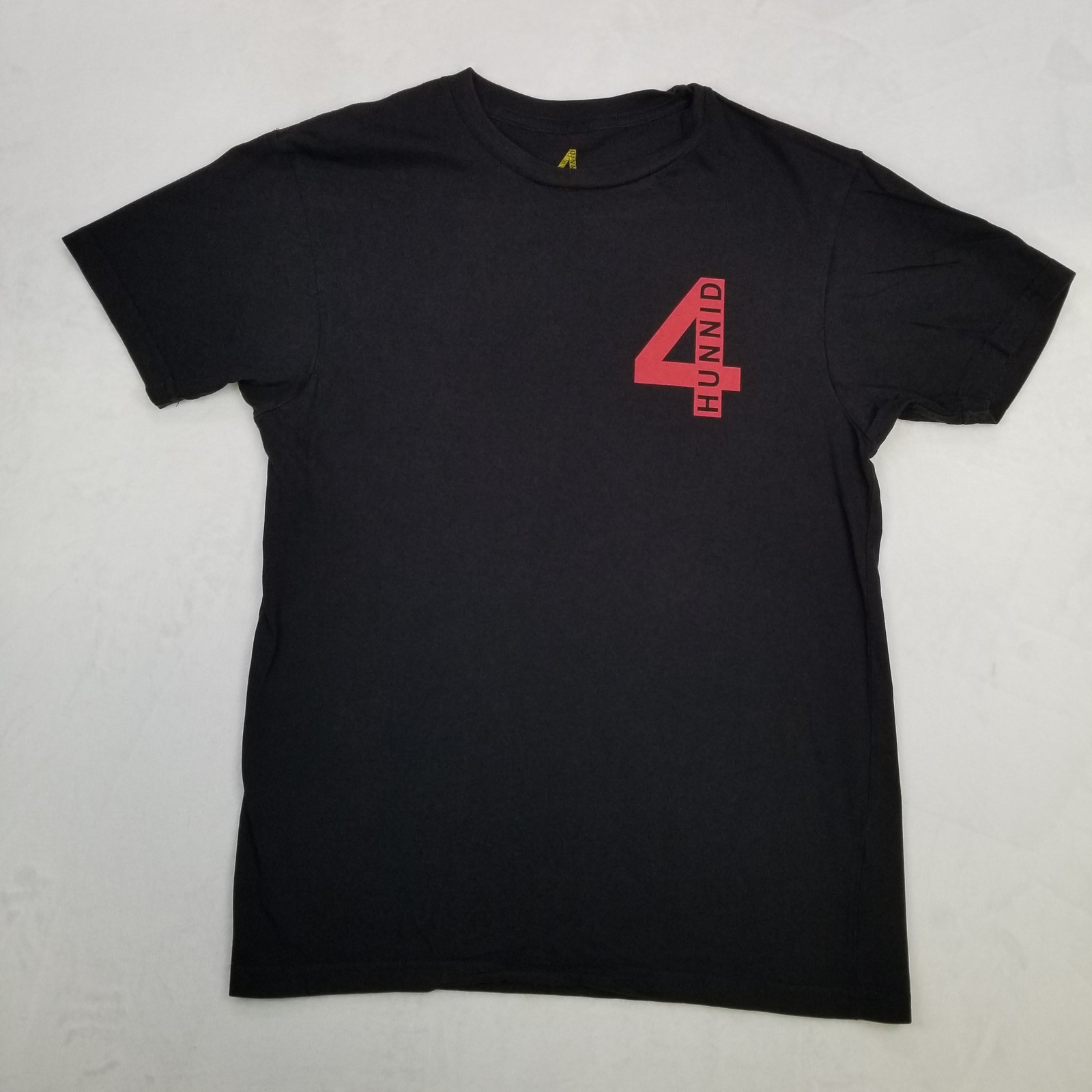 4 Hunnid Black Red Logo Graphic T-Shirt Men’s Small Streetwear Short Sleeve