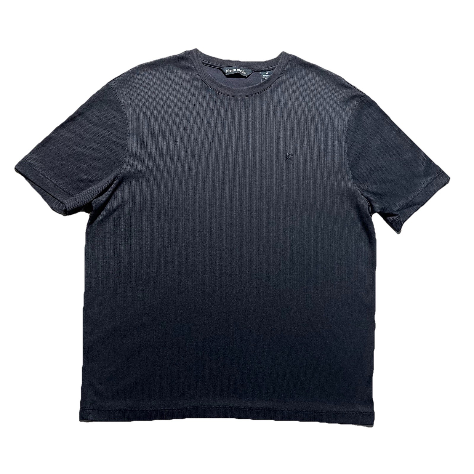 Vintage Pierre Cardin T Shirt Mens M Black Ribbed Minimal Designer