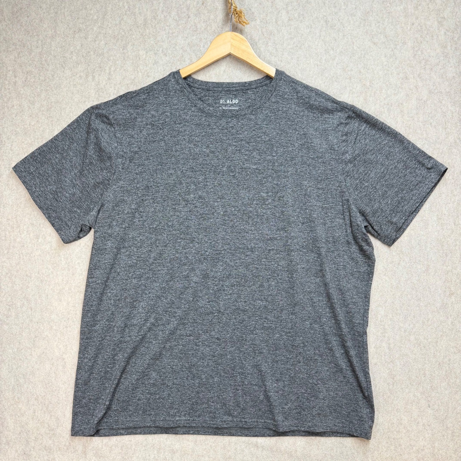 01.Algo Mens XXL Gray Performance Short Sleeve T-Shirt Moisture Wicking SPF 40
