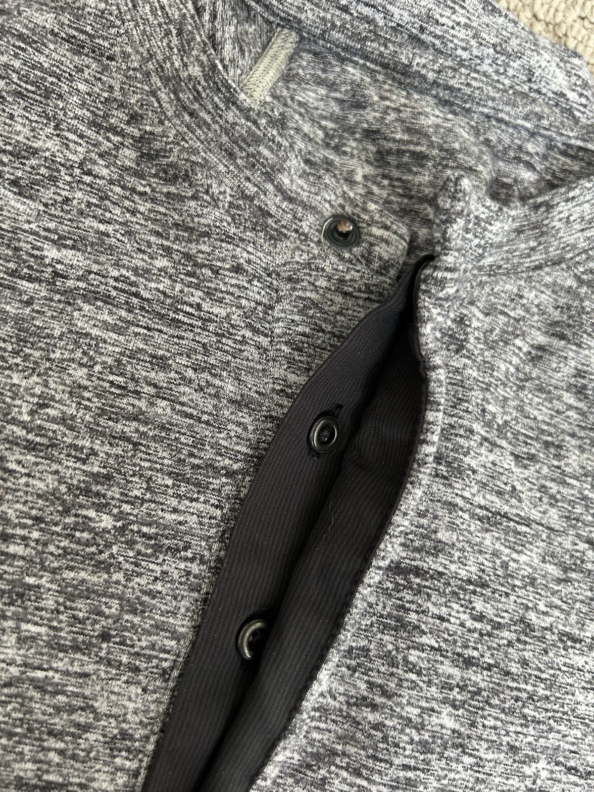Lululemon Surge Long Sleeve Henley Space Dye Camo Black Dark Slate Size Small