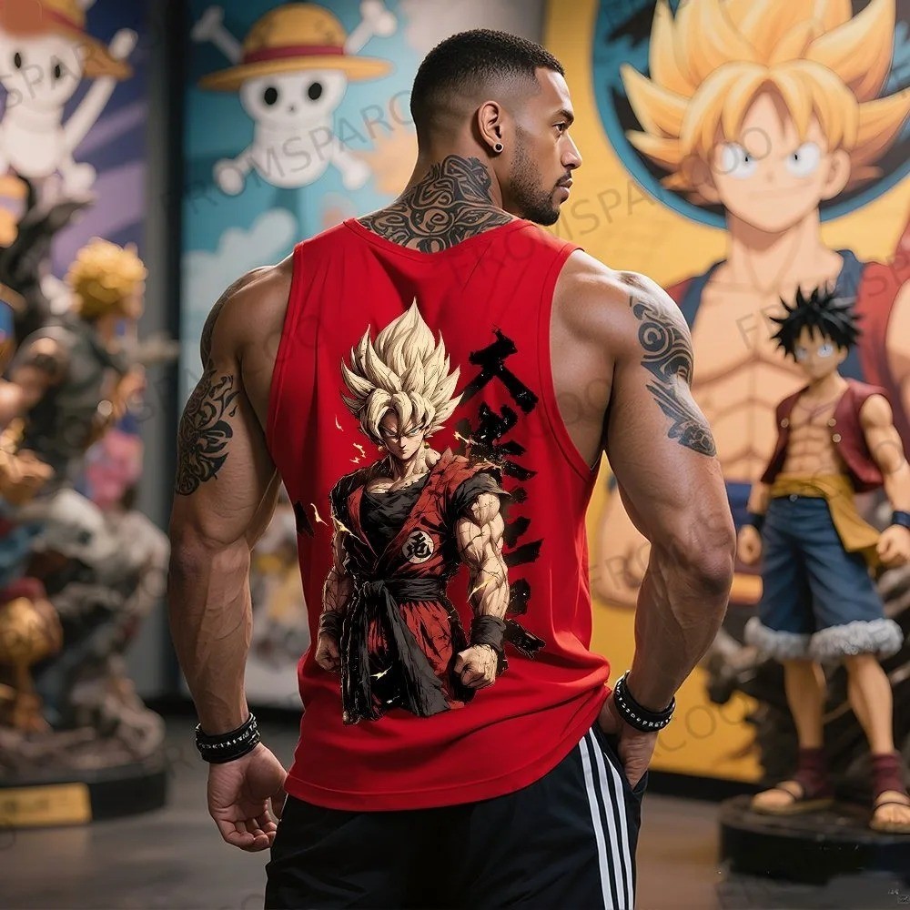 Ball Goku Anime Printed Pure Cotton Tank Top American Men’s and