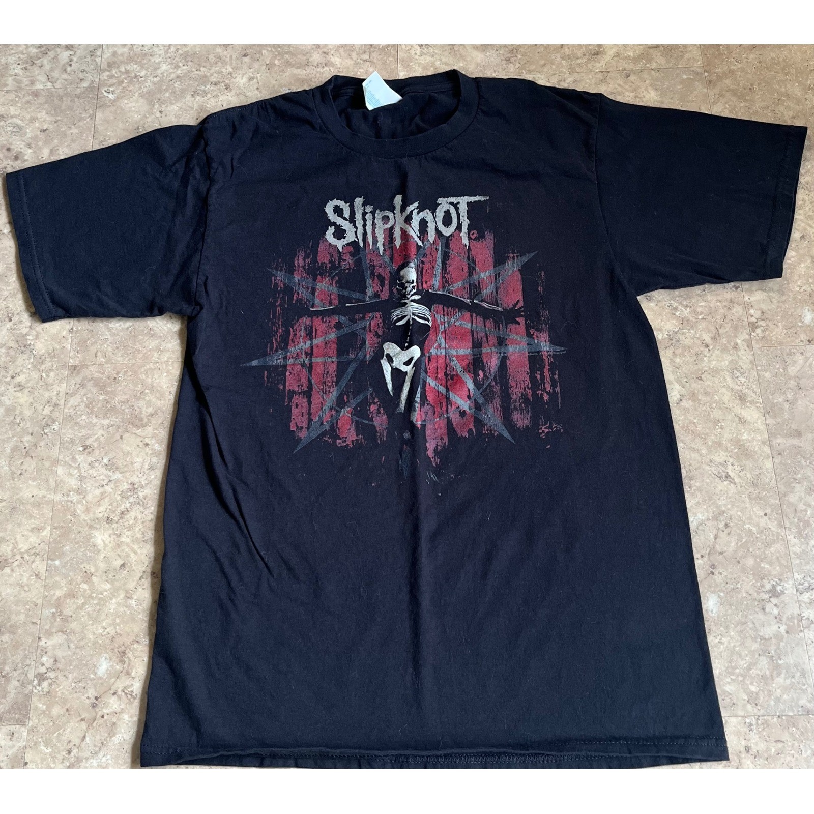 Slipknot Band Graphic Tee Mens Small Black Skeleton Nonagram The Gray Chapter