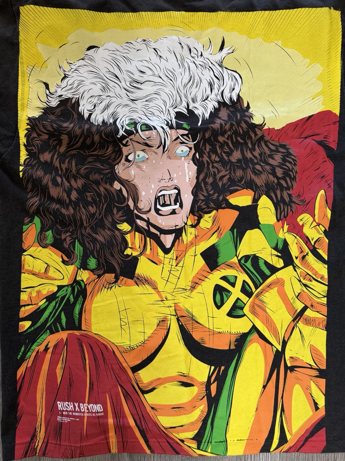 Rush X Beyond Rogue X Men Graphic T Shirt Marvel Anime Style L 21.5×26