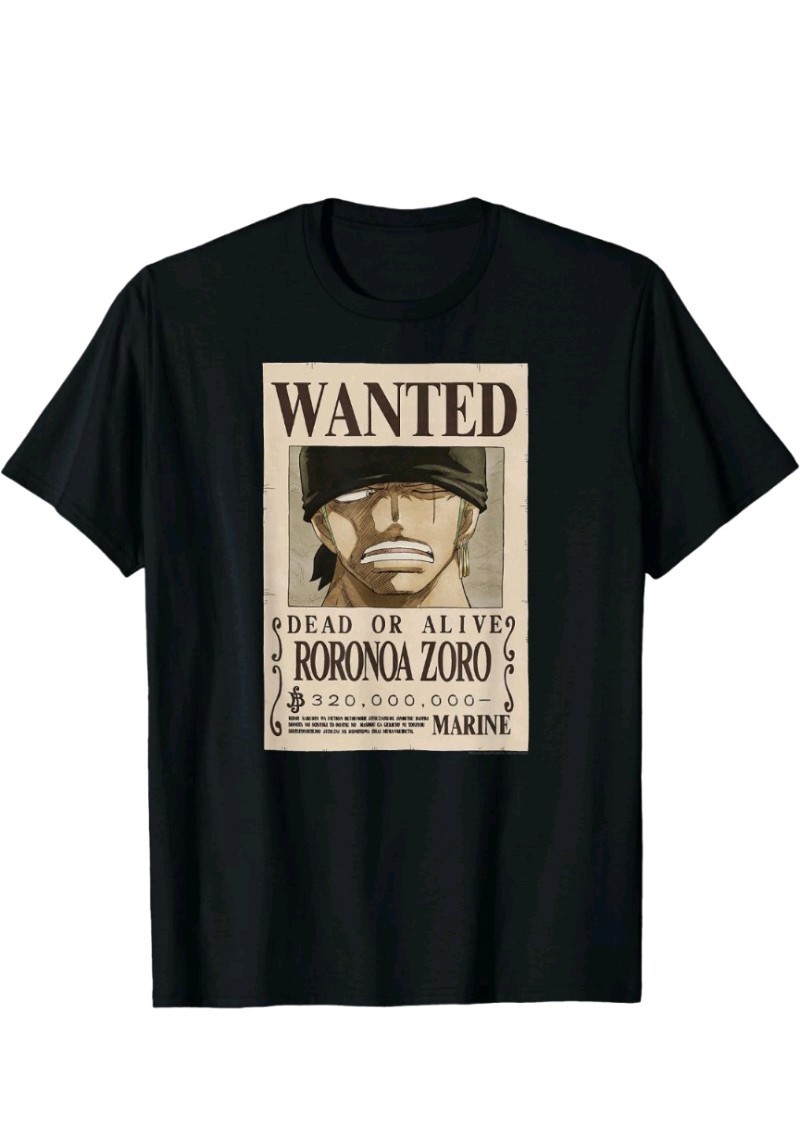 One Piece Anime Roronoa Zoro Wanted Poster T-Shirt