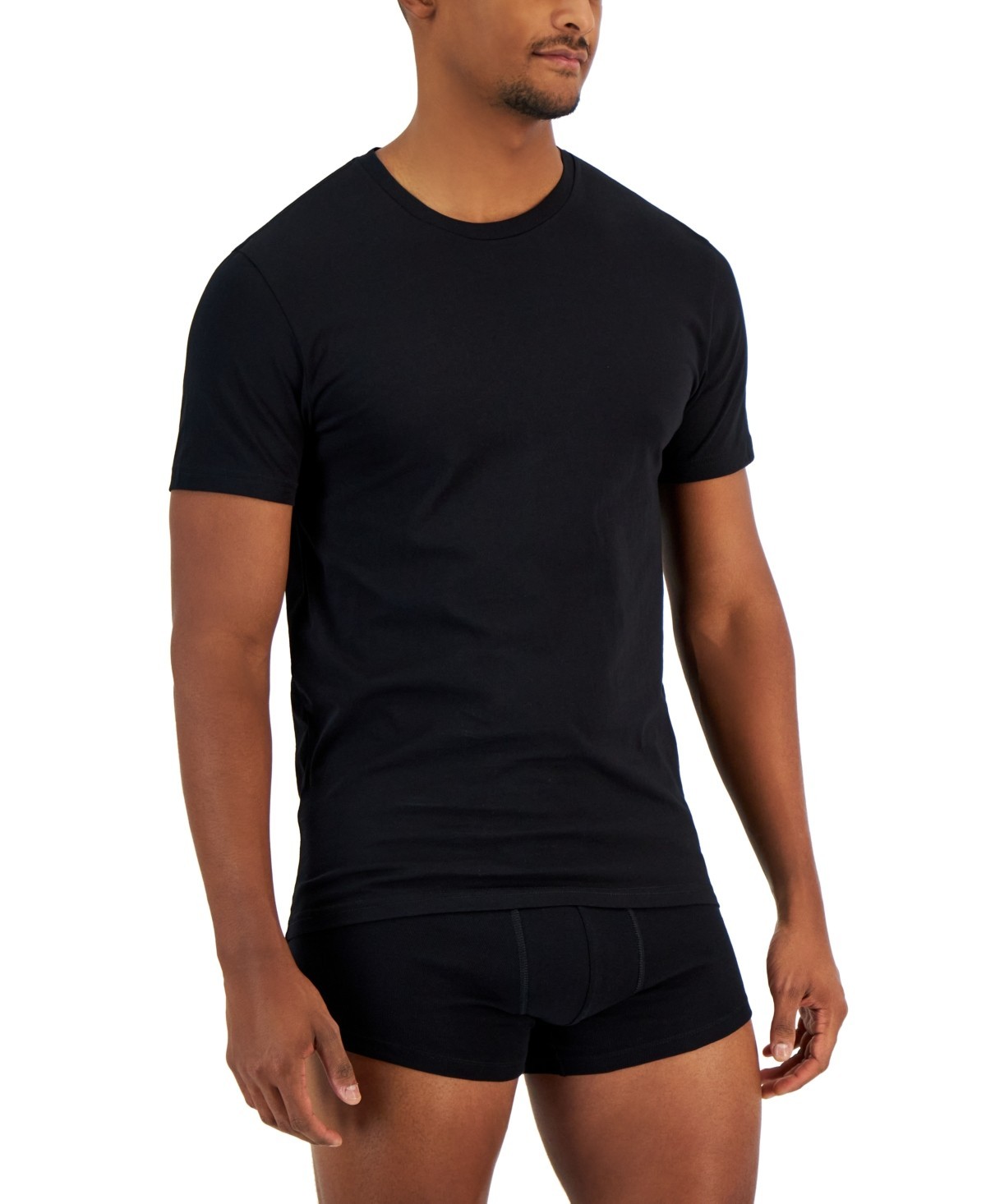 Alfani Men’s 4-Pk. Classic-Fit Solid Cotton Undershirts Deep Black Size XL