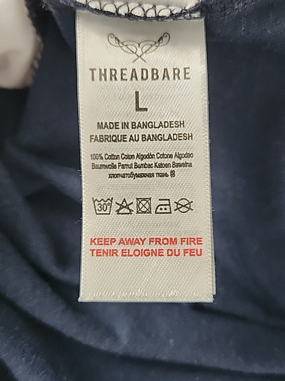 New THREADBARE Men’s Large “Ralphie Tee” Navy White Colorblock S/S Logos NWT