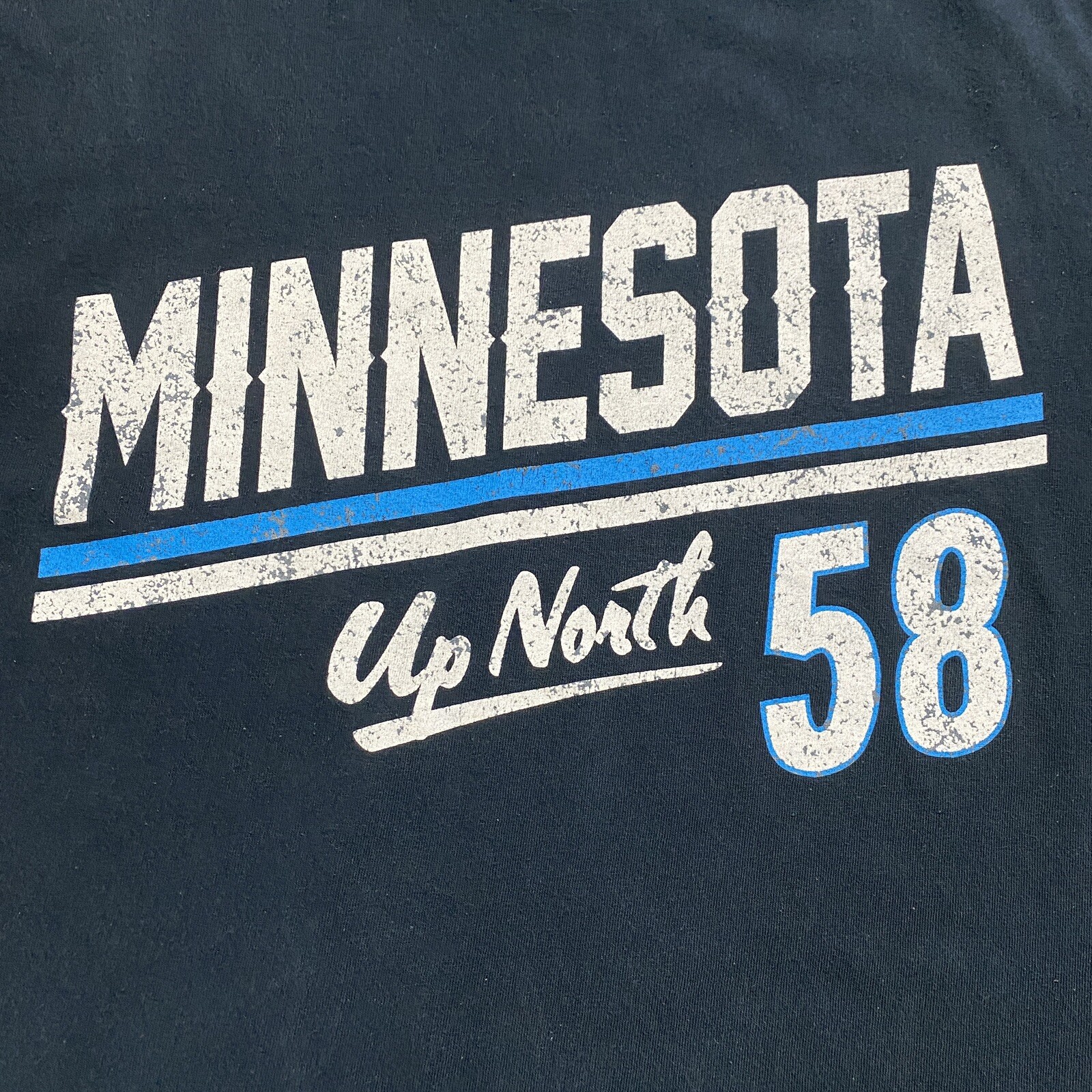Gildan Minnesota Up North 58 Men’s T Shirt Size L Black Graphic Logo Short Sleev