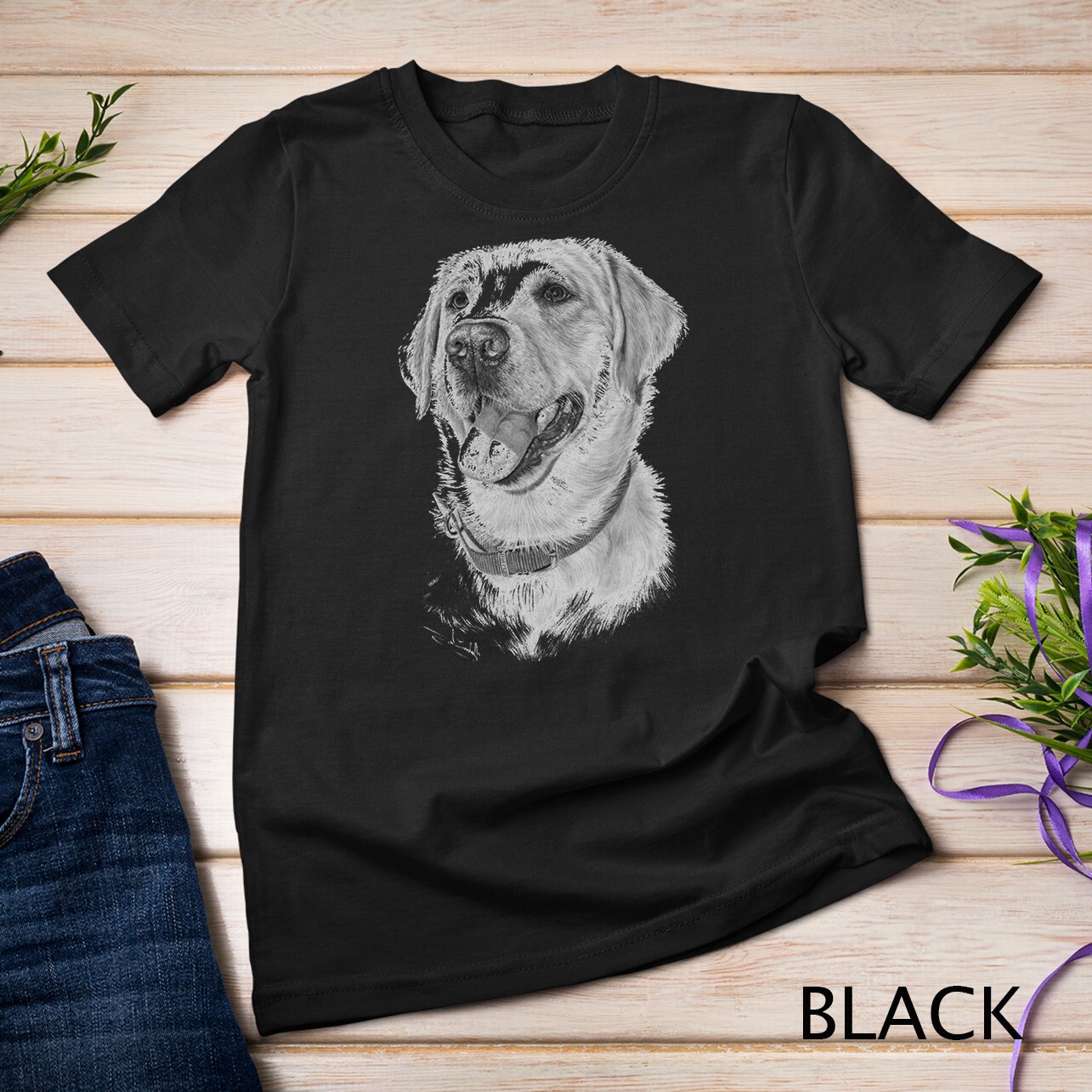 Lovely Labrador Dog Golden Retriever Portrait Art Sweatshirt Unisex T-shirt