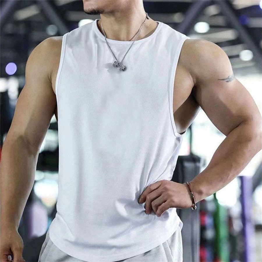 Men Tank Top Bodybuilding Gym Workout Fitness Cotton Sleeveless Stringer Vest