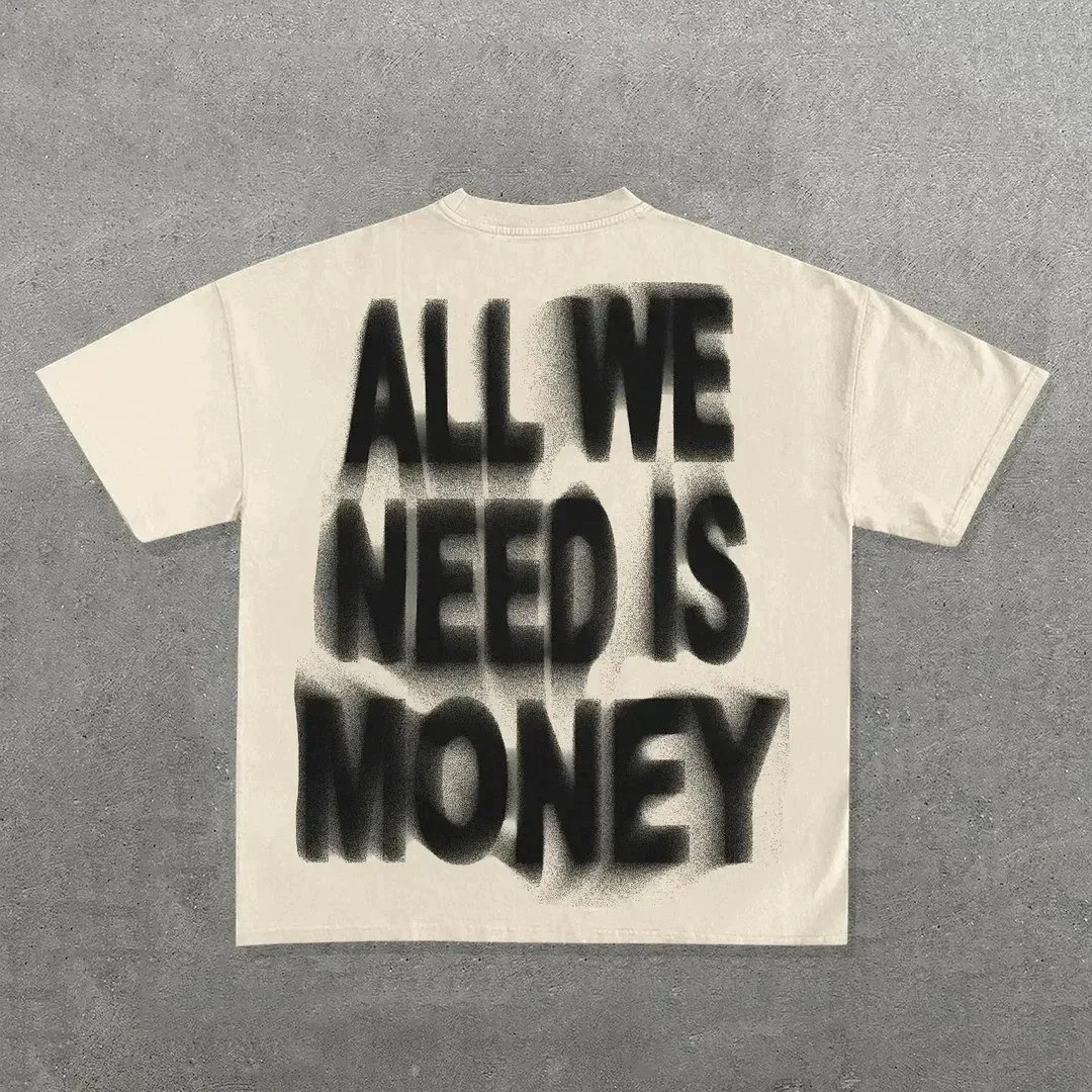 Men’s Hip Hop Graphic Print Oversized Cotton Round Neck T-Shirt Streetwear