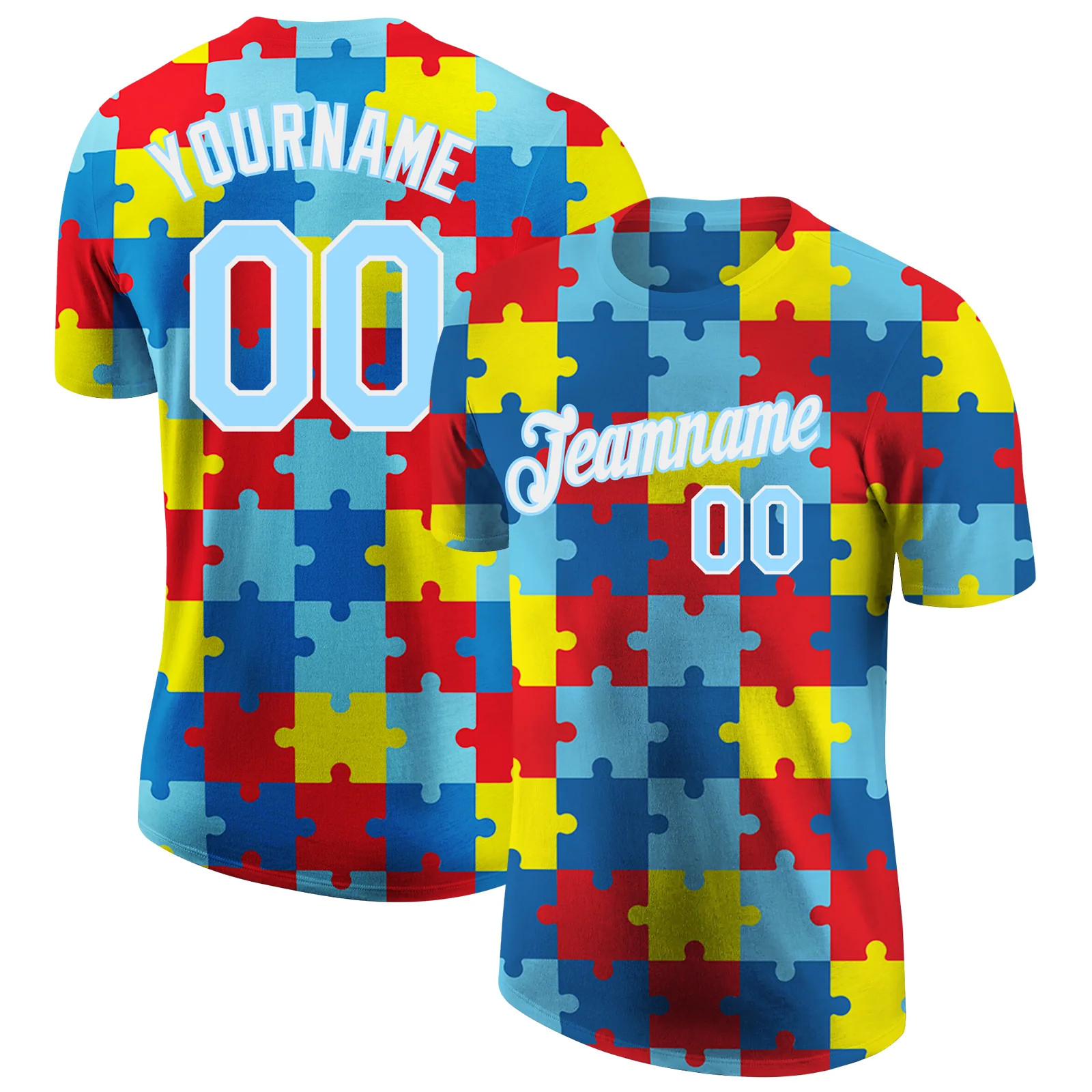Custom Autism Awareness Puzzle Performance T-Shirt Personalized Gift for Men Top