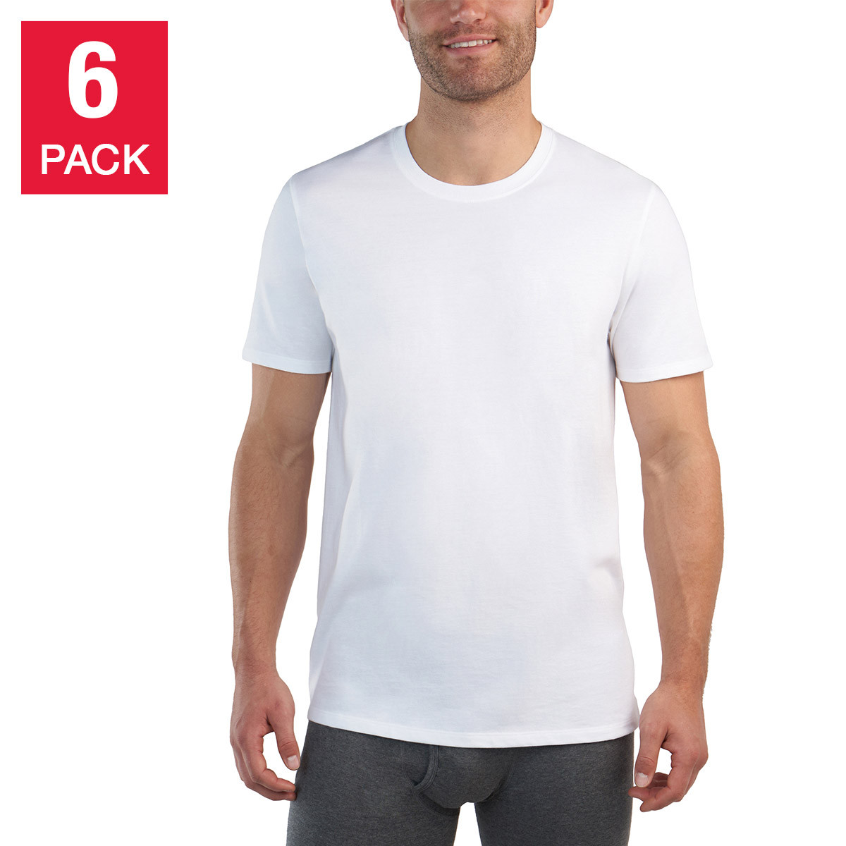 Kirkland Signature Men’s Midweight Crew Tee, 6-pack 100% Cotton White Black S-3X