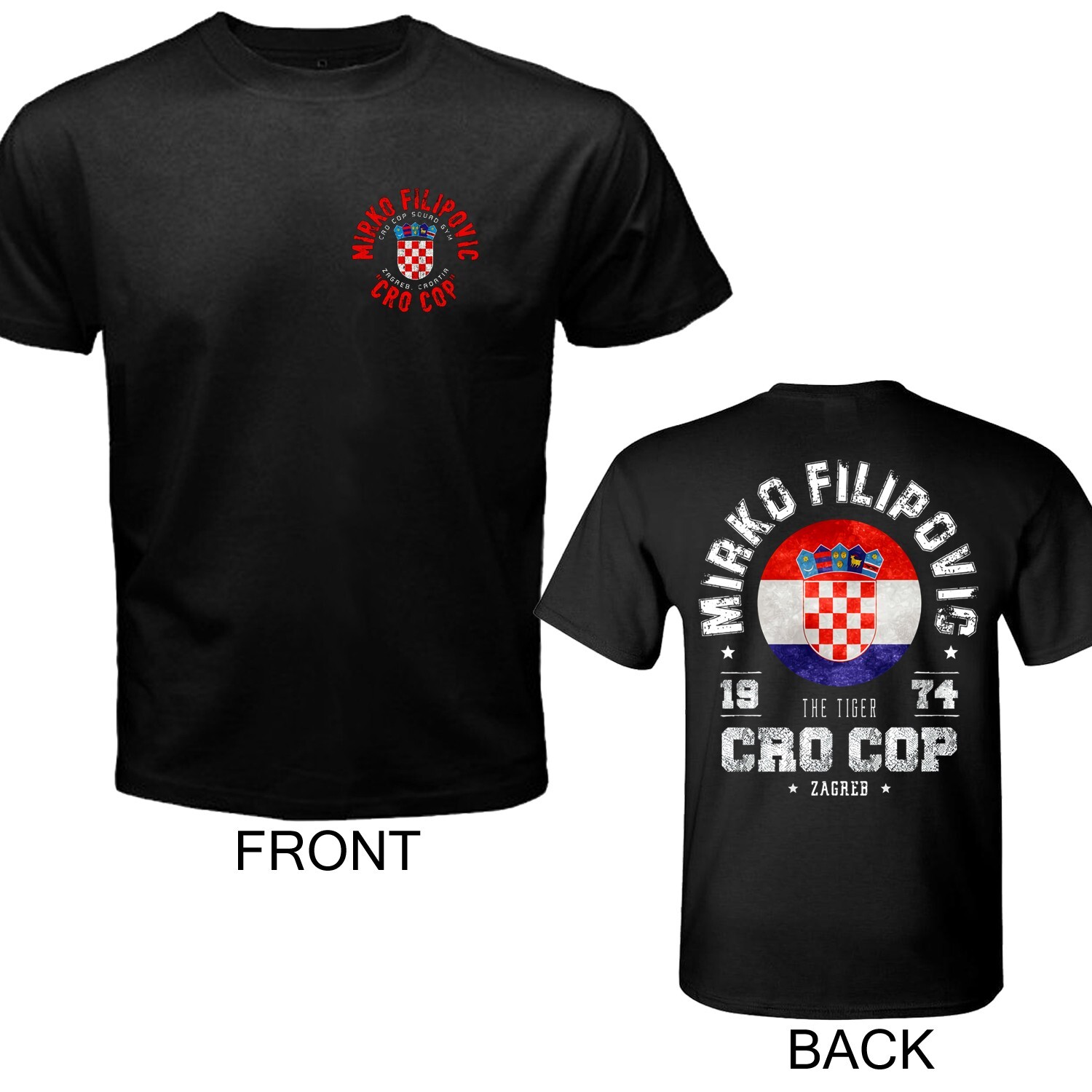 Mirko Crocop Filipovic Men’s Black Size S to 5XL