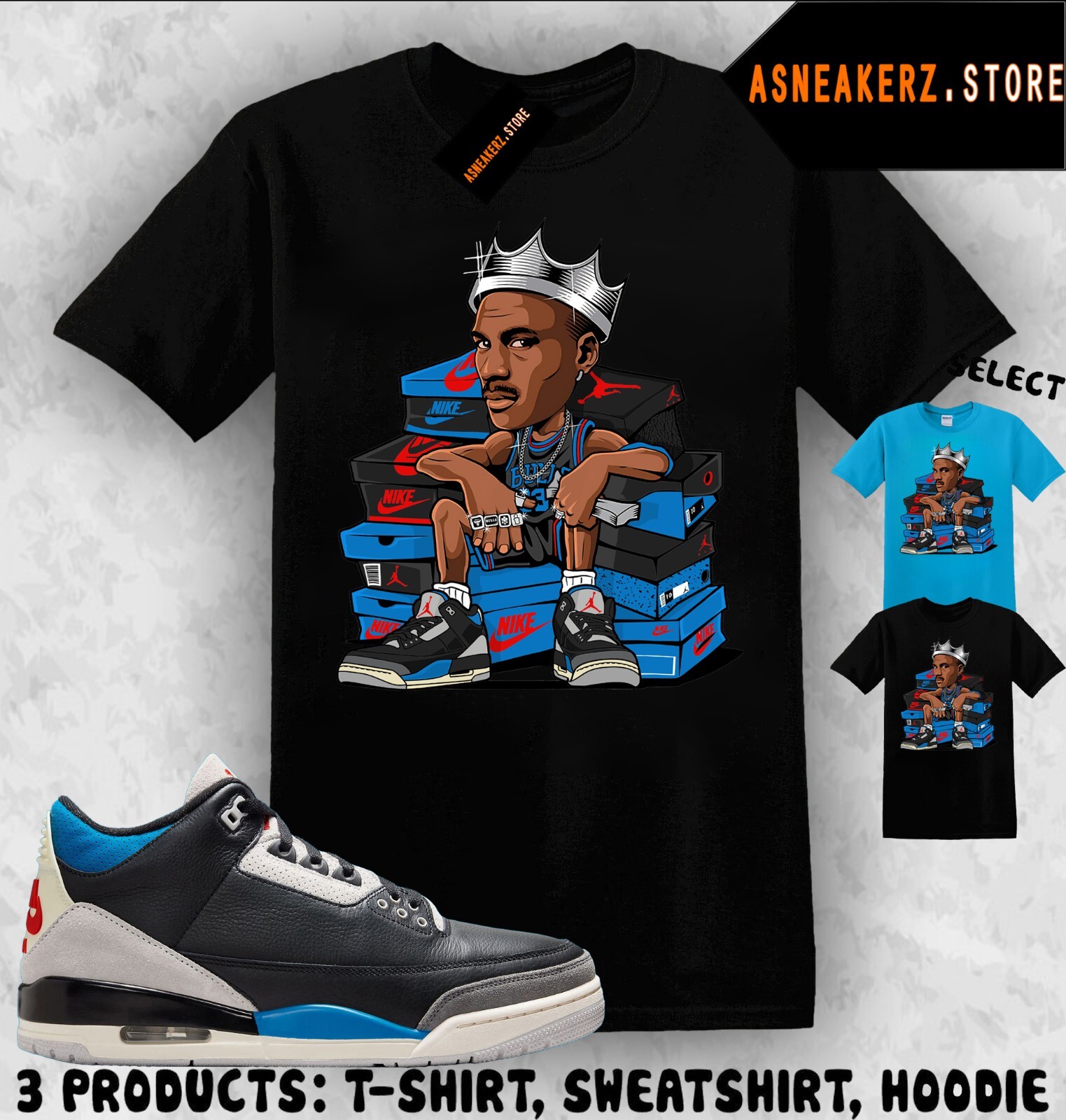 Shirt Matching AJ 3 OG Rare Air 2025 Match Sneaker MJ Sneakerhead King T-Shirt