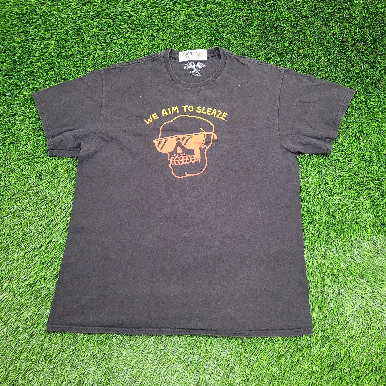 Skull Skeleton Sleaze Rock Shirt Large 21×26 Faded Black