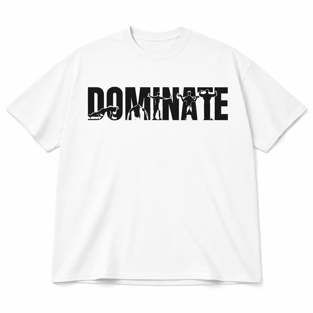 Dominate Gym T-Shirt Men Workout Fitness Bodybuilding Oversized Cotton Tee