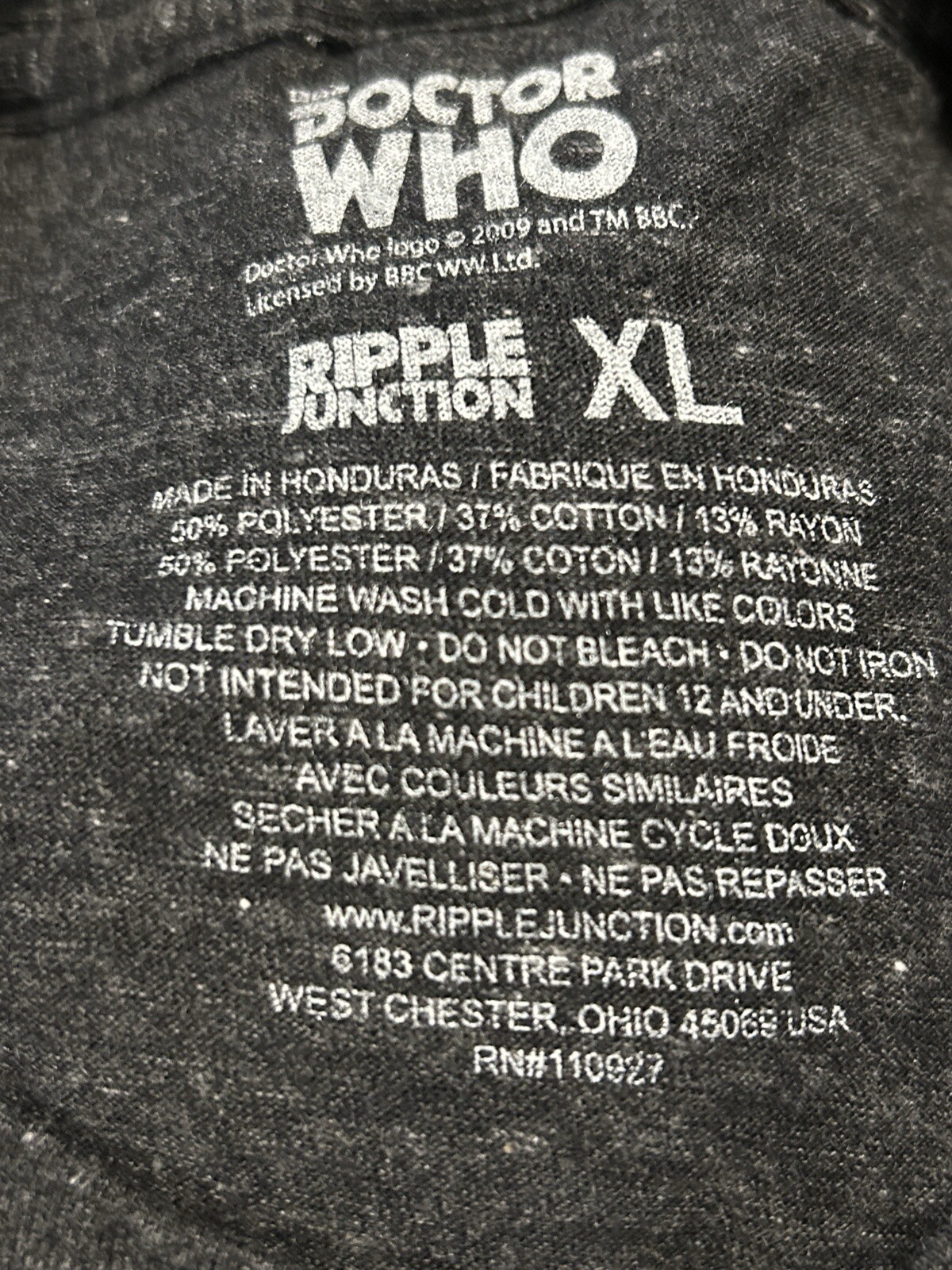 Doctor Who Vitruvian Angel Diagram & Text Graphic T-Shirt Adult Sizes M L