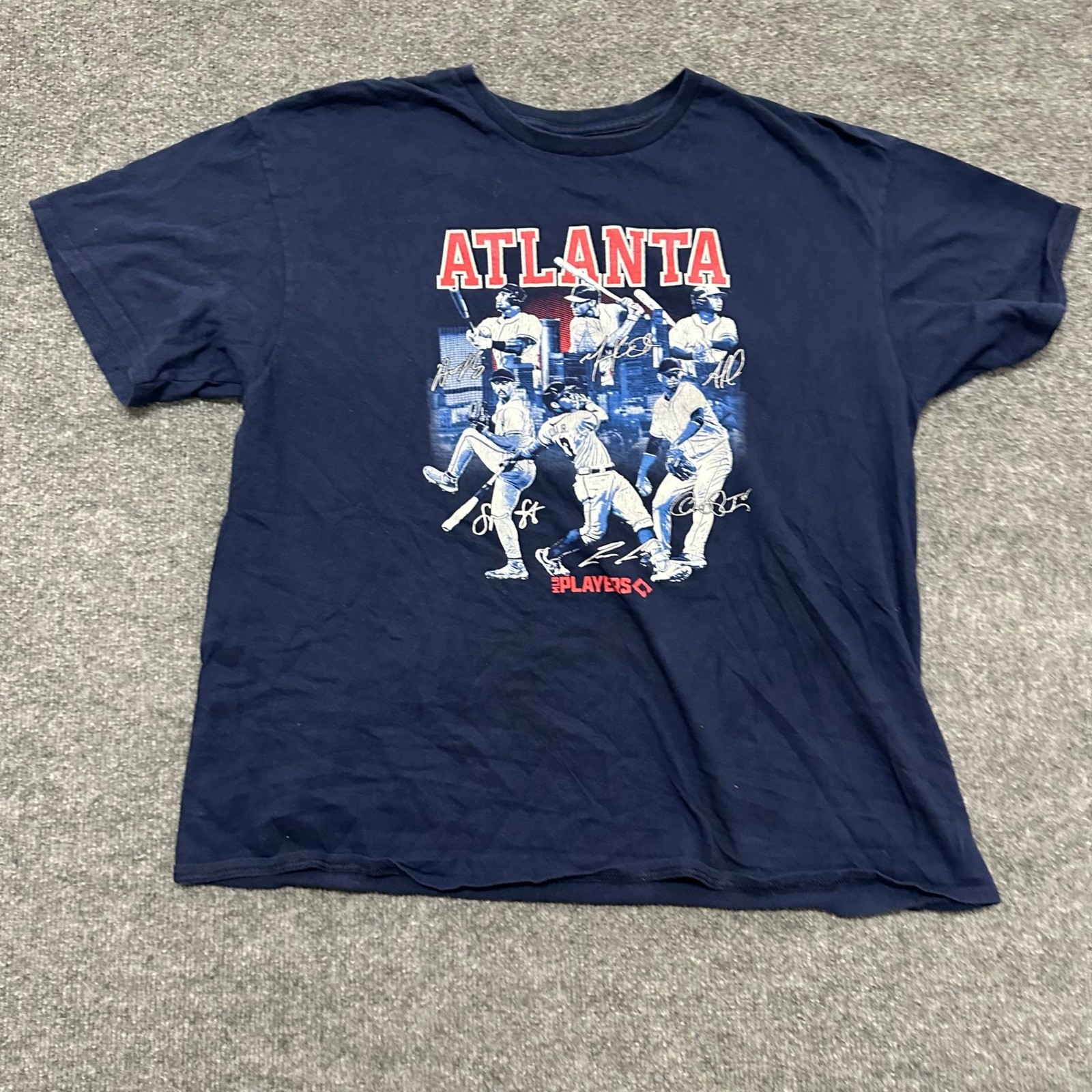 MLB T-Shirt Mens Size L Navy Blue Atlanta Baseball Graphic Players Tee Fair