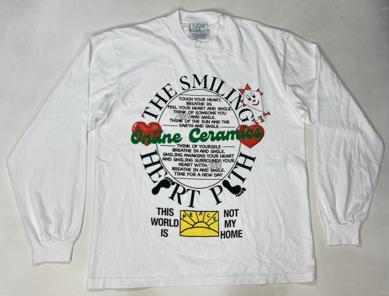 Online Ceramics Time For A New Day Graphic T-shirt Men Large White Long Sleeve