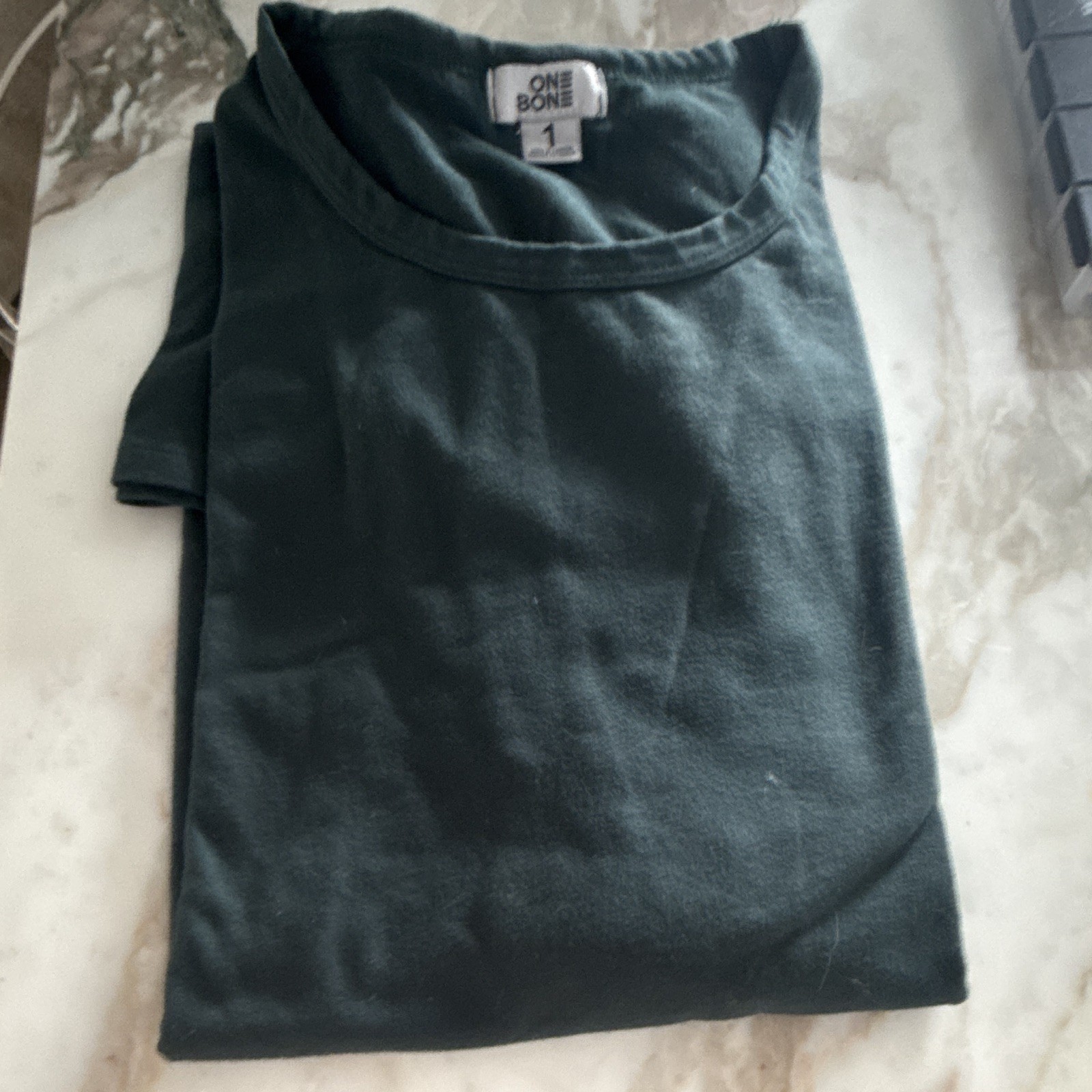 ONE BONE Men’s Green Solid Crew Neck Short Sleeve T-Shirt, Size 1 Regular