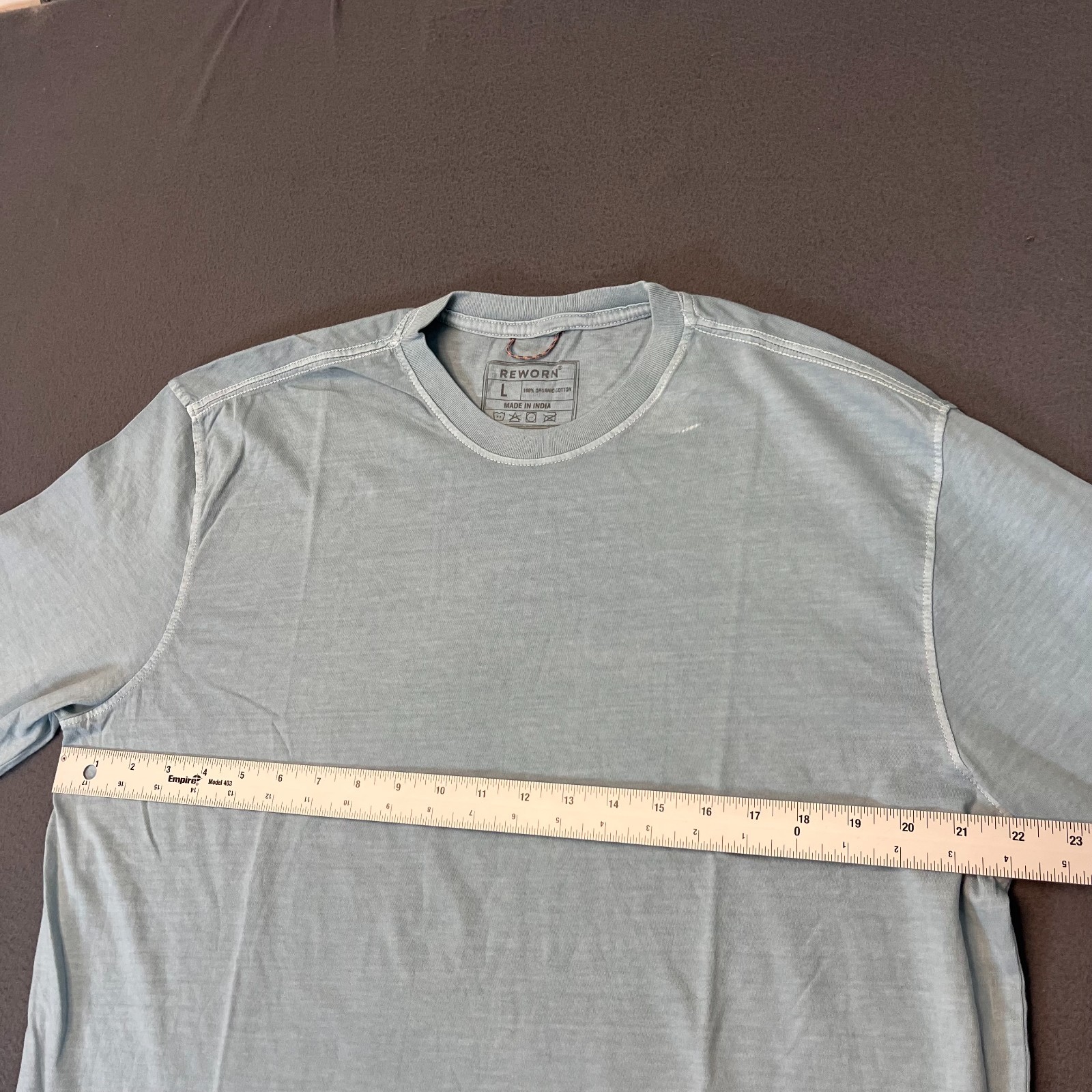 Reworn Long Sleeve Everyday T Shirt Men’s Lg Chambray 100% Cotton Outdoor NWOT