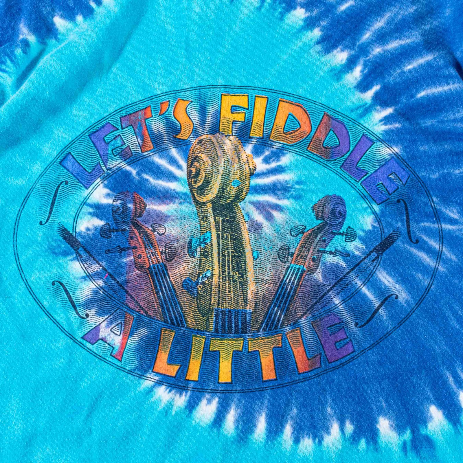 Vintage Bluegrass Festival Shirt Medium Tie Dye Lets Fiddle A Little 2001 Y2K