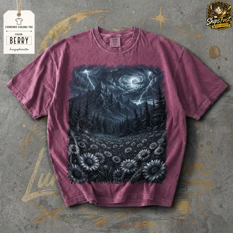 Wildflowers Mountains Comfort Tee Nature Outdoors Soft Gift