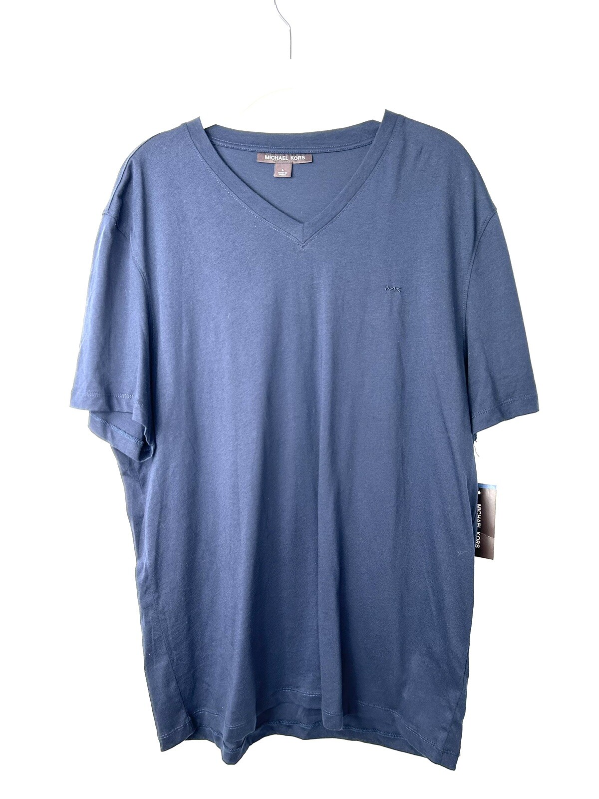 MICHAEL KORS Men’s Navy Blue V Neck T-Shirt Sz L 100% Cotton Retail $49.50 NWT