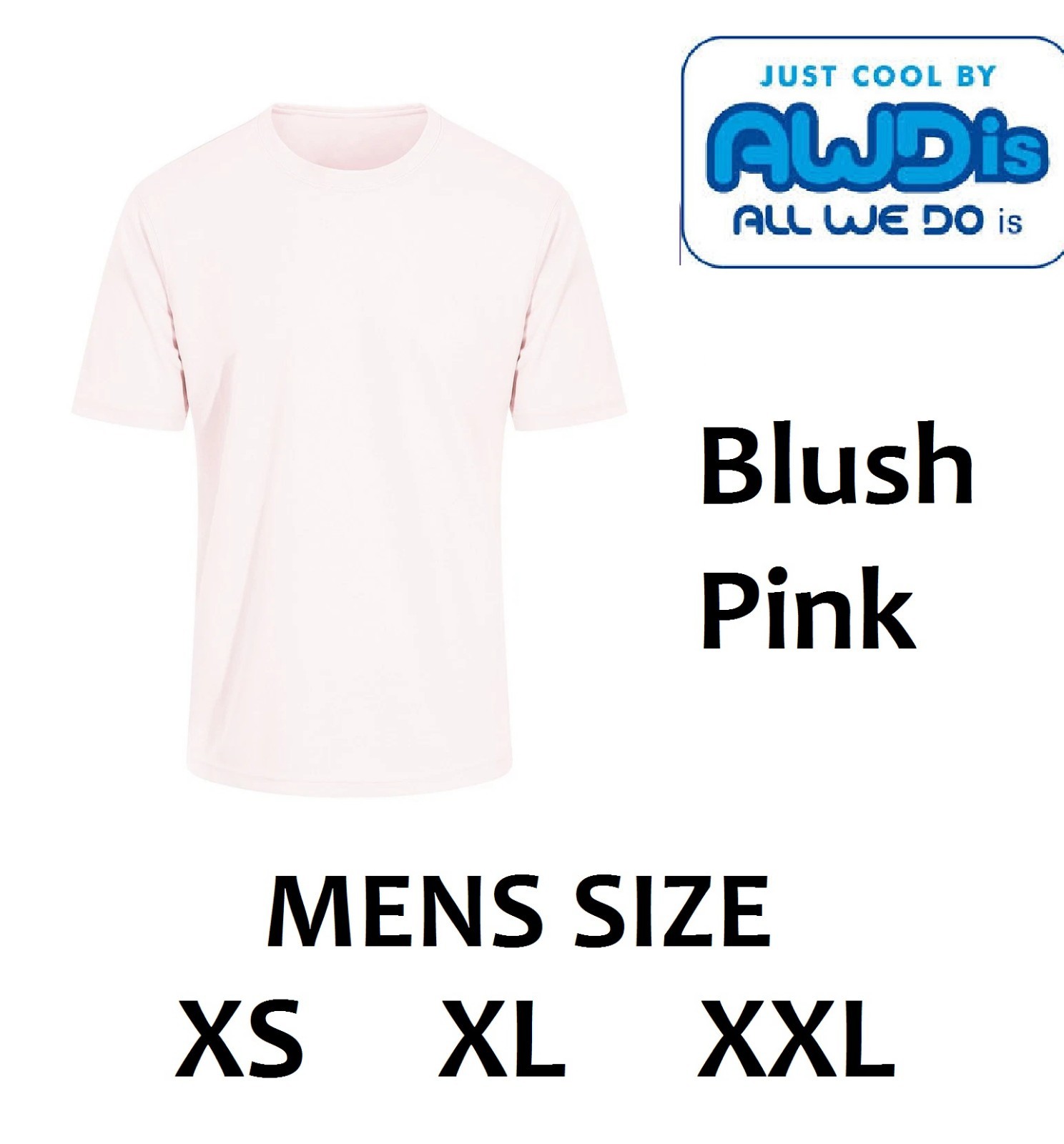 Mens T shirt, pale blush pink, super smooth fabric, Size XS XL XXL New, AWDIS